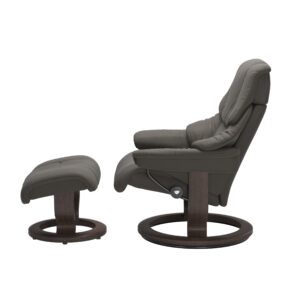 Stressless® Reno Classic chair with footstool Metal Grey