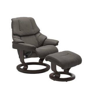 Stressless® Reno Classic chair with footstool Metal Grey