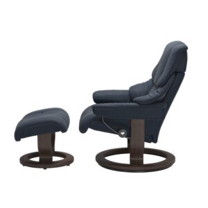 Stressless® Reno Classic chair with footstool Paloma Oxford Blue