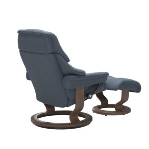 Stressless® Reno Classic chair with footstool Paloma Sparrow Blue